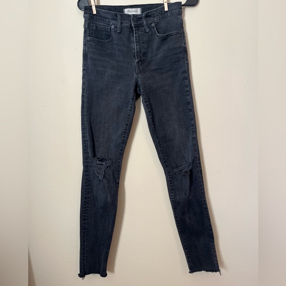 Madewell Women’s Jeans 27T Tall 9” High Rise Skinny Jeans Distressed Raw Hem - Picture 1 of 10